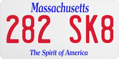 MA license plate 282SK8