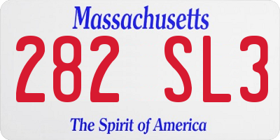 MA license plate 282SL3