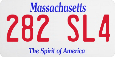 MA license plate 282SL4