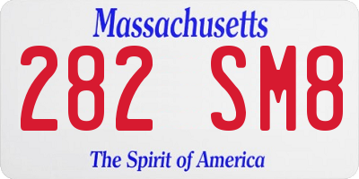 MA license plate 282SM8