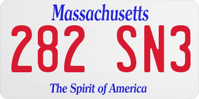 MA license plate 282SN3
