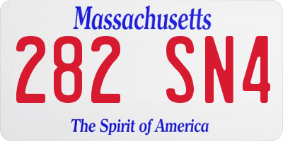 MA license plate 282SN4