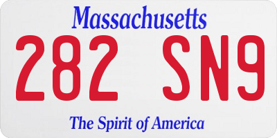 MA license plate 282SN9