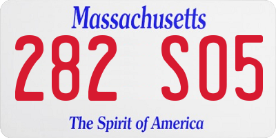 MA license plate 282SO5