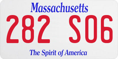 MA license plate 282SO6