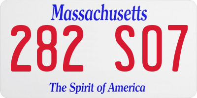 MA license plate 282SO7