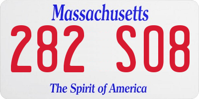 MA license plate 282SO8