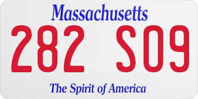 MA license plate 282SO9