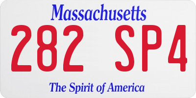 MA license plate 282SP4