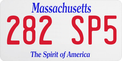 MA license plate 282SP5