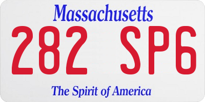 MA license plate 282SP6