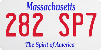 MA license plate 282SP7