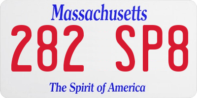 MA license plate 282SP8