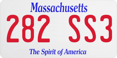 MA license plate 282SS3