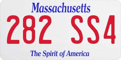 MA license plate 282SS4