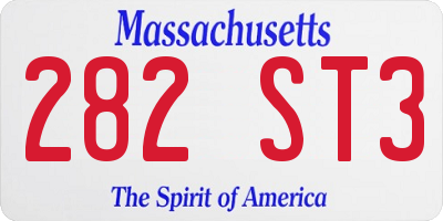 MA license plate 282ST3