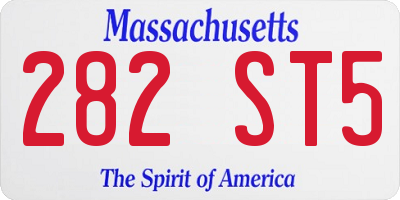 MA license plate 282ST5