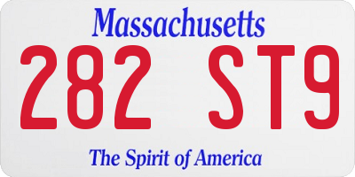 MA license plate 282ST9