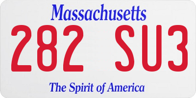 MA license plate 282SU3