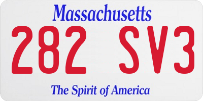 MA license plate 282SV3