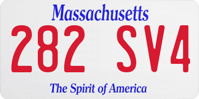 MA license plate 282SV4