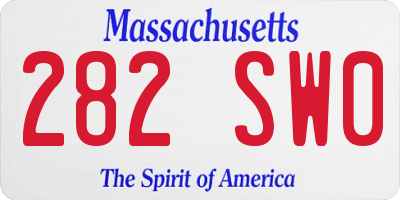 MA license plate 282SW0