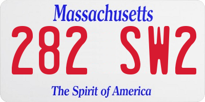 MA license plate 282SW2