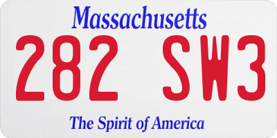 MA license plate 282SW3