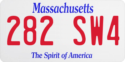 MA license plate 282SW4