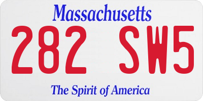 MA license plate 282SW5