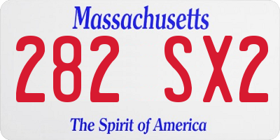 MA license plate 282SX2