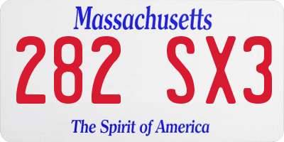 MA license plate 282SX3