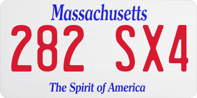MA license plate 282SX4