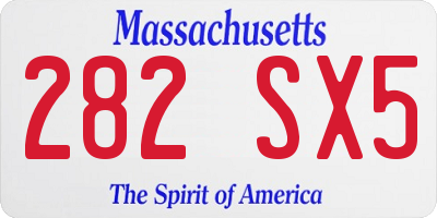 MA license plate 282SX5