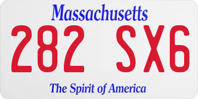 MA license plate 282SX6