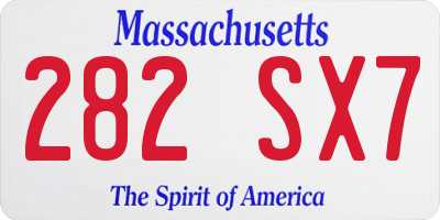 MA license plate 282SX7