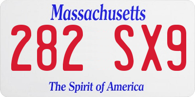 MA license plate 282SX9