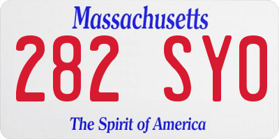 MA license plate 282SY0