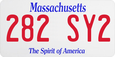MA license plate 282SY2