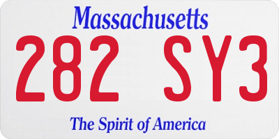 MA license plate 282SY3