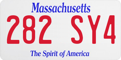 MA license plate 282SY4