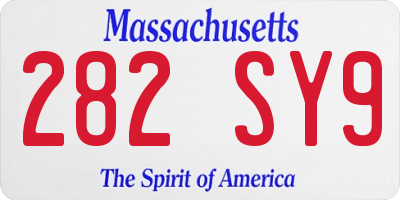 MA license plate 282SY9
