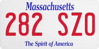 MA license plate 282SZ0