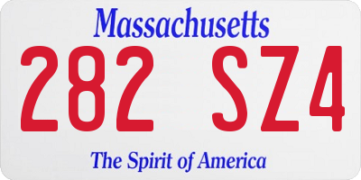 MA license plate 282SZ4