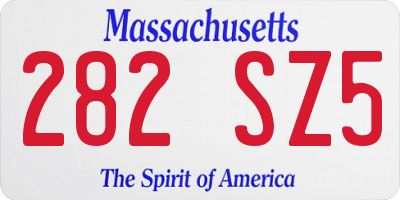 MA license plate 282SZ5