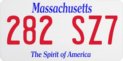 MA license plate 282SZ7