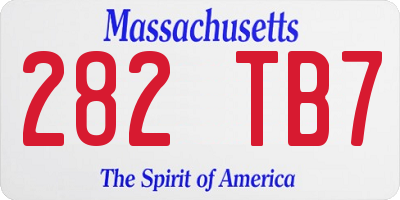 MA license plate 282TB7