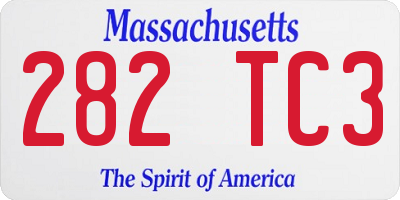 MA license plate 282TC3