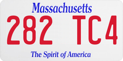 MA license plate 282TC4