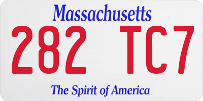 MA license plate 282TC7